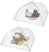 Kit 2 Tela Mosquiteira Retrátil Protetora De Alimentos Grande Renda Tule Bolo E Fruta 40x40cm | Premium MyBrins