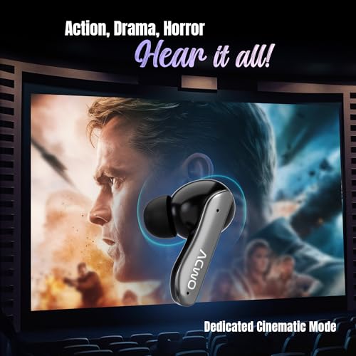 Image of ACwO DwOTS 111 Wireless Earbuds | Up to 75Hrs Battery Life | 10mm Spatial Drivers | Noise-Free Calls with 4 Noise Cancellation Mics | Bluetooth V5.4 | Dedicated Cinematic & Bass Mode (Cadet Grey)