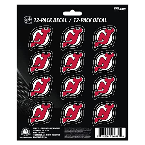 FANMATS 30811 NHL - New Jersey Devils 12 Count Mini Decal Sticker Pack 5 x 6.25 in.- Great Gift for Sports Fans - Works On Hard Surfaces - for Homes, Cars, Trucks, SUVs.