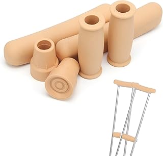 Replacement Crutch Pads, Ahier Padding for Walking Arm Crutches, Hand Grips, and Feet Caps, Fits Standard Aluminum Crutches 6 Pieces-Set（Yellow）