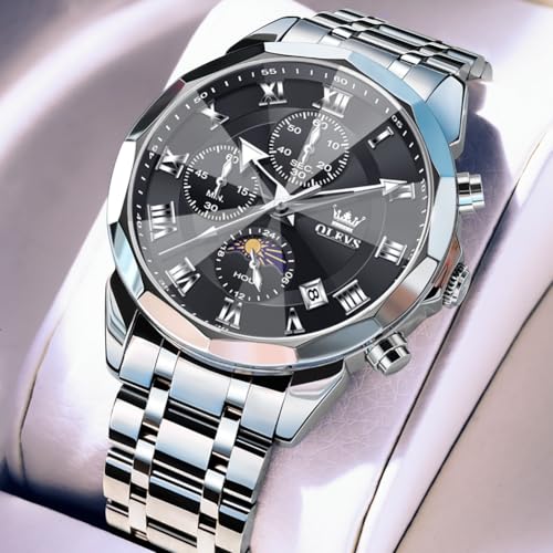 Image of OLEVS Men Watch Business Dress Diamond Luxury Watch Luminous Easy to Read Date Waterproof Stainless Steel Quartz Analog Simple Dress Watch