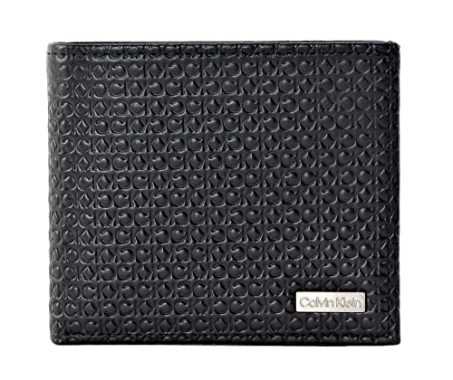 Calvin Klein Men's Genuine Leather Wallet with RFID Protection, Black, Standard, American