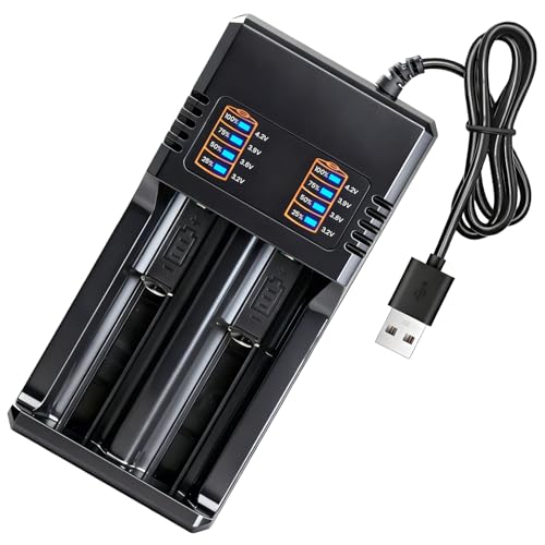 Cargador de Batería para 18650 21700 26650 26500 14500 18500 20700 3.7v Li Ion Universal Cargador de Pilas Recargables Carga Rápida de Batería Inteligente con Cable USB