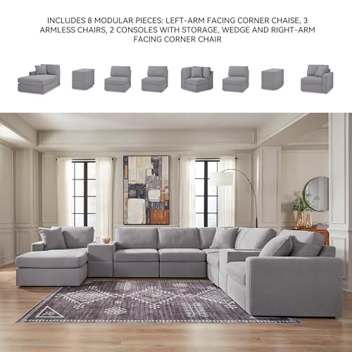 Image of Signature Design by Ashley 8-Piece Modular Sectional with Chaise, Gray