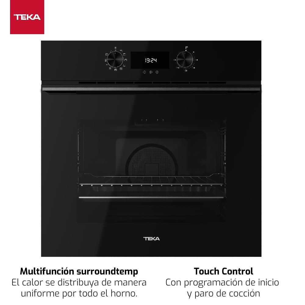 TEKA HLB 8400 FBK - Horno Multifunción SurroundTemp 60 cm, 9 Funciones de Cocinado, Urban Color Edition, Sistema de Limpieza Teka HydroClean Pro, Calentamiento Rápido, Touch Control, Color Negro