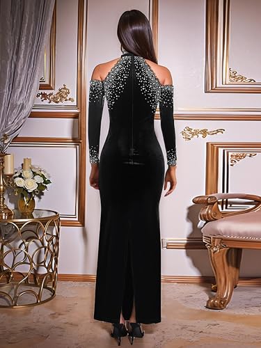 Image of Figdaw Fully Lined Soft Sequin Evening Dress for Women Formal,Wedding,Prom,Gala
