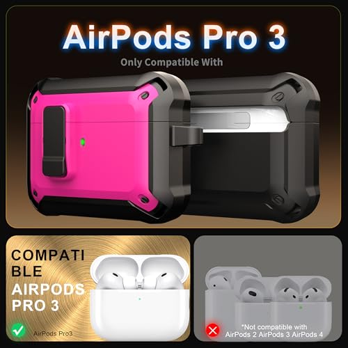 Image of AirPods Pro 3 Case with Lock Magnetic Lid MagSafe, Rose Red