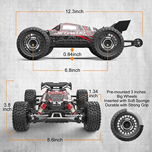 Jetwood x Hyper go 1/16 Fast Brushless RC Cars for Adults, Max 42 mph High Speed Remote Control Car for Boys, Electric RTR Race RC Truck, Hobby Grade RC Buggy, Offroad All Terrian JC16EP with 2 Lipo - Image 6