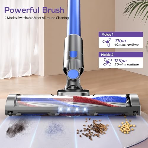 Image of Comvtu Cordless Vacuums, 80,000PRM Powerful Motor Vacuum Cleaner and 2200mAH Rechargeable Battery up to 35 Mins Worktime, 2 Adjustable Modes, Detachable Parts, Wireless Stick Vacuum (Deep Blue)