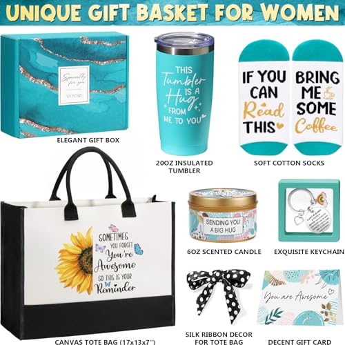 Image of Birthday Gifts Get Well Soon Gifts for Women, Thank You Gift Set for Women | Care Package Inspirational Self Care Gifts Box, Christmas Thinking of You Gift Basket for Women Mom Sister Friend w / Tote Bag