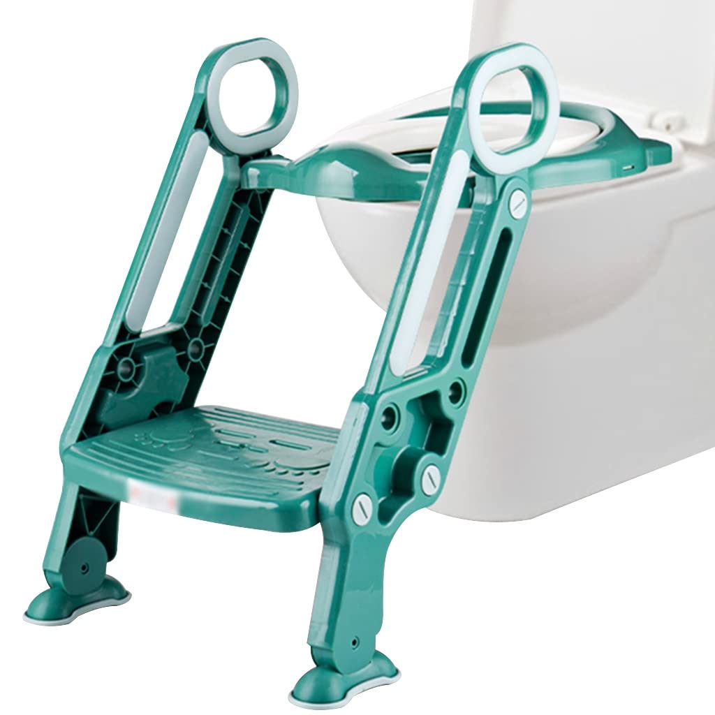 Riduttore WC con Scaletta Pieghevole Riduttore Water con Scaletta con Paraspruzzi, Altezza Regolabile Sedile WC con Scale per Ragazzi E Ragazze, Portante 75 kg