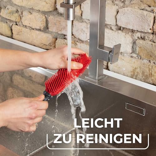 Vileda Pet Pro Elektrostatische Bürste, Tierhaarentferner für Textile Oberflächen, elektrostatische Kraft, langlebiges Silikonmaterial, ideal für Enge Stellen, ergonomisches Design, abwaschbar