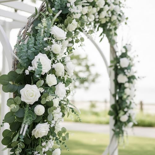 Mixed Eucalyptus Leaves Stems Bulk Artificial Silver Dollar Leaves Picks Dried Eucalyptus Bundle Faux Spray for Wedding Vase Bouquet Decor (120, Green) image 5