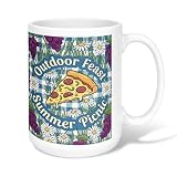 Taza de café de cerámica para pizza, verano al aire libre, uvas, margaritas, verano, verde, novedad, taza para beber con asa, ideal para amigos, familiares, compañeros de trabajo, amantes de la