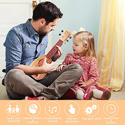 image for YOLOPLUS+ 17 Inch Kids Ukulele Guitar Toy 4 Strings Mini Children Musi