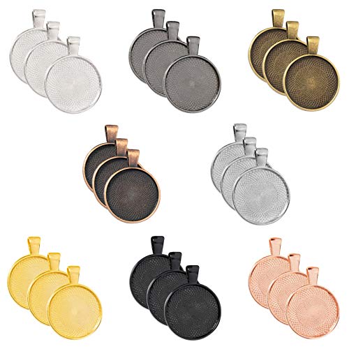 40pcs Round Bezel Pendant Trays for Jewelry Making, 8 Colors Pendant Trays Round Bezel Blanks Bezel Pendant Trays for Crafting DIY Photo Pendant (25mm/0.98inch Inner Diameter)