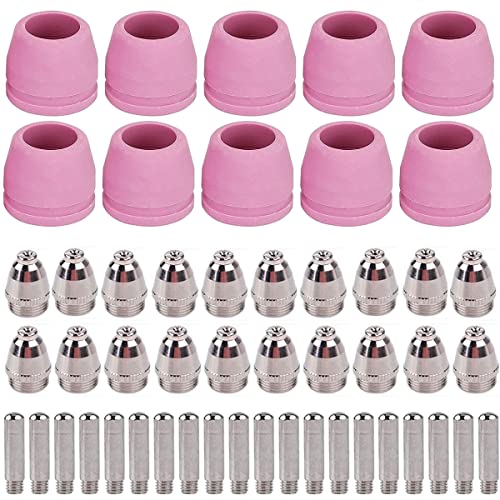 QAQGEAR 50 Uds Cortador de Plasma antorcha consumibles Boquilla de Punta de electrodo Kit de Tazas de cerámica SG-55 AG-60 consumibles Cover