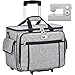 CAB55 Rolling Sewing Machine Case, Detachable Rolling Sewing Machine Carrying Case on Wheels, Trolley Tote Bag with Removable Bottom Wooden Board for Most Standard Sewing Machine and Accessories-Gray
