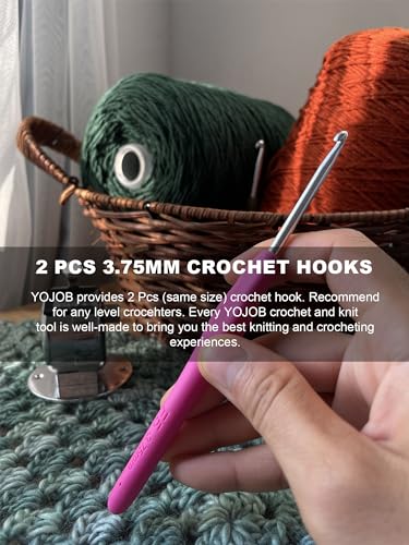 Image of 2Pcs 3.75mm Crochet Hooks, Ergonomic Crochet Hook for Arthritis and Beginners, Extra Long, Smooth, Comfortable (Size F / 3.75mm)