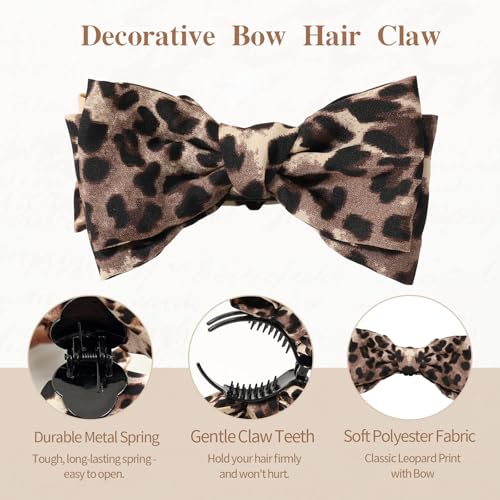 Pinzas para el cabello con lazo de estampado leopardo 4 piezas miniatura 5