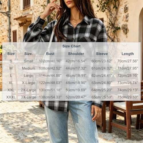 Flannel Shirt Women Plaid Button Down Lightweight Casual Top with Pockets - image 4