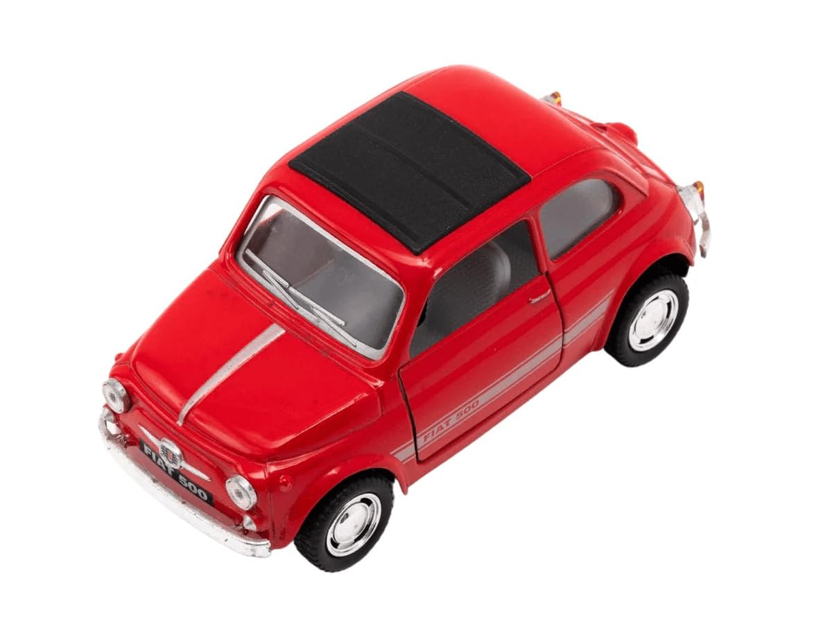 Easy Toys Model Car Compatible with Vintage Fiat 500. Scale Toy Car with Opening Doors. Car modeling. (500c red)