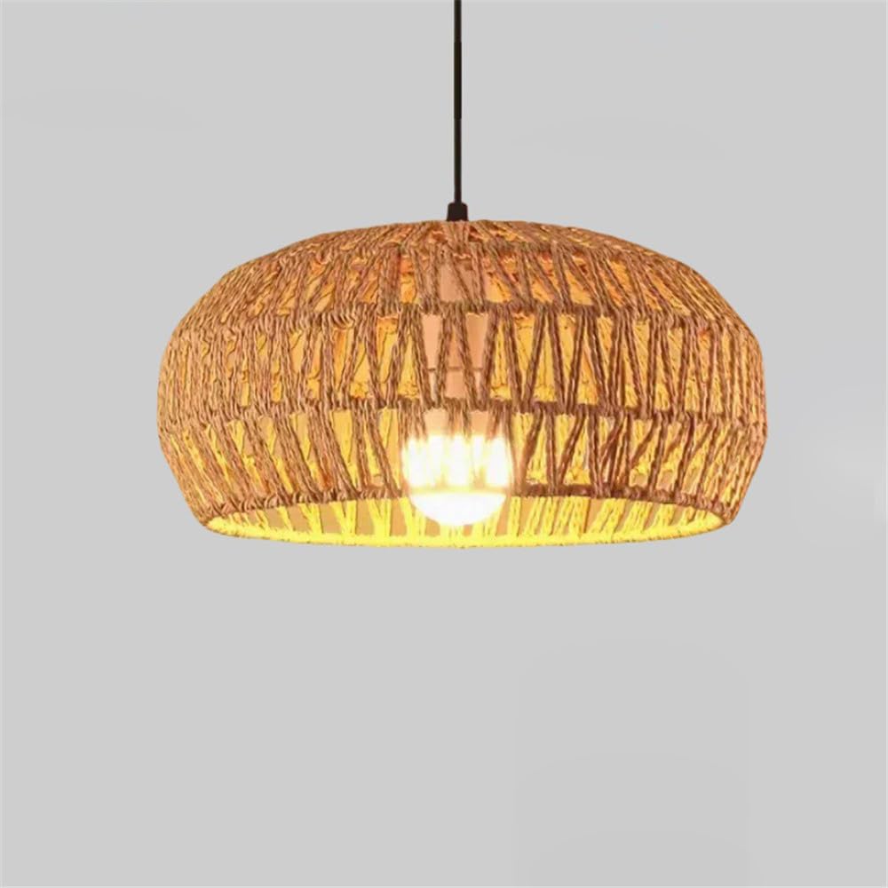 SXWNBIFH Industrial Style Retro Hemp Rope Pendent Lamp Personality Creative Internet Bar Cafe Restaurant Bedroom Clothing Store Bar Counter Chandelier (M D32CM)
