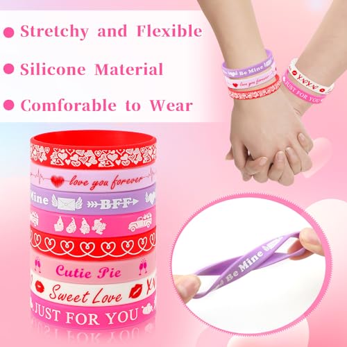 Image of JUNEBRUSHS 64Pcs Valentine's Day Party Favors Silicone Bracelets
