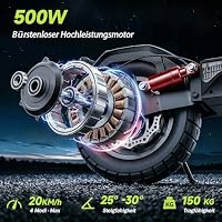 E Scooter mit Straßenzulassung,10 Zoll Elektroroller mit 12,5AH Batterie Max 70km/150km Reichweite,Duales Bremssystem Und Doppelte Stoßdämpfung, E Roller für Erwachsene Pendeln und Geländefahrten – Ansicht 3
