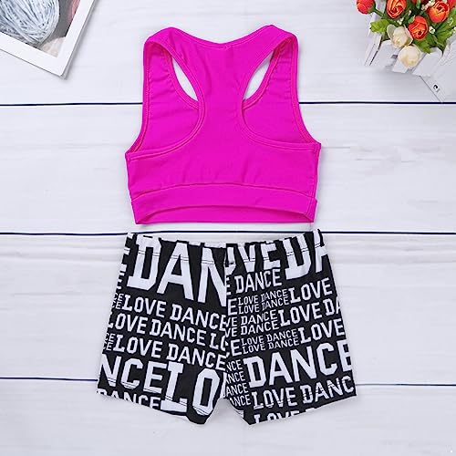 image for YiZYiF Kids Girls Basic 2 Piece Active Outfit Crop Top and Shorts Set 