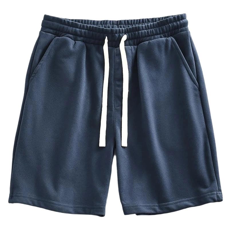 Pantalones cortos de punto vintage de color sólido para hombre, con cordón elástico, pantalones deportivos casuales, 1, M