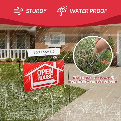 5 Pack Open House Signs for Real Estate - 30"x28" A-Frame Stands With Weatherproof Banner - Realtor Signs
