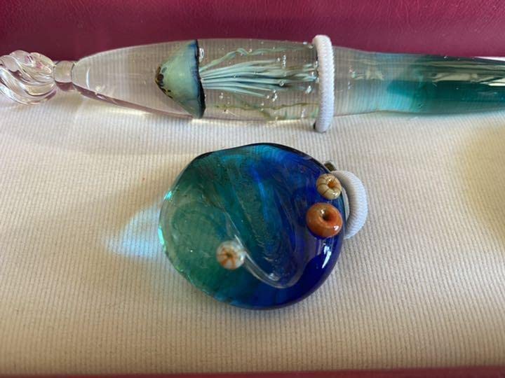 【トルコ・ガラスペン】ジェリーフィッシュ（緑・ミルフィオリペンレスト） トルコ・ガラスペン】ジェリーフィッシュ（緑・ミルフィオリペンレスト）