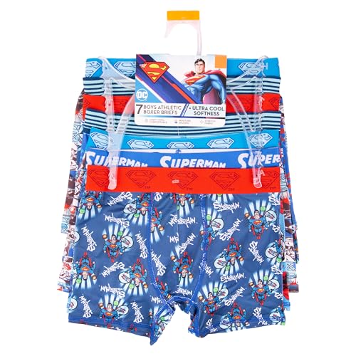 Superman Boys' Amazon Exclusive 7-Pack Athletic Boxer Briefs in Sizes 4, 6, 8 & 102