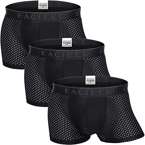 Zueauns Boxer Homme Respirant, Mesh Shorties Soie Glacée, Transparence Sexy — sous-vêtement Ultra Cool et Confortable Caleçons