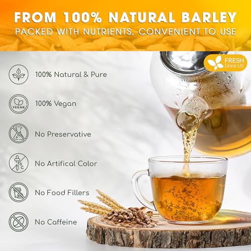 Image of FreshDrinkUS Premium 120 Barley Tea Bags, 100% Natural & Pure. Loose Barley Herbal Tea. Made with Natural Material Tea Bags. No Sugar, No Caffeine, No Gluten, Vegan