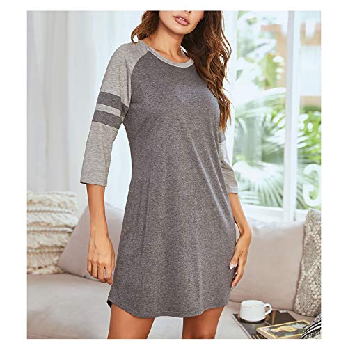 Pyjama décontracté pour femme et chemise de nuit courte col rond maison