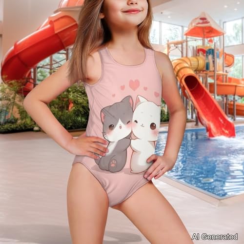 Image of Girls One Piece Swimsuits Sleeveless Lightweight Bathing Suit Beach Swim Suit Quick Dry Swimwear 5-14 Y