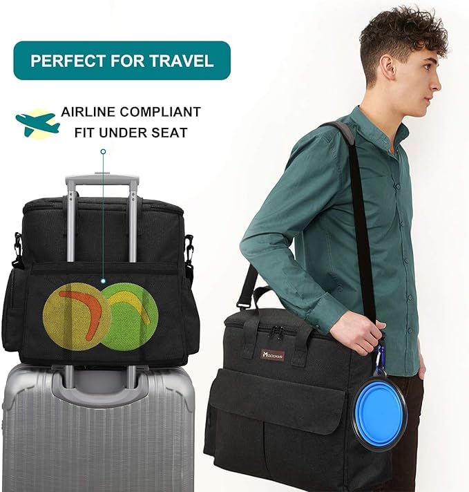 Von Fluggesellschaften zugelassene Haustier-Reisetasche, Wochenend-Hundereiseset für Hund und Katze, von Fluggesellschaften zugelassener Trage-Organizer mit Multifunktionstaschen, Schwarz