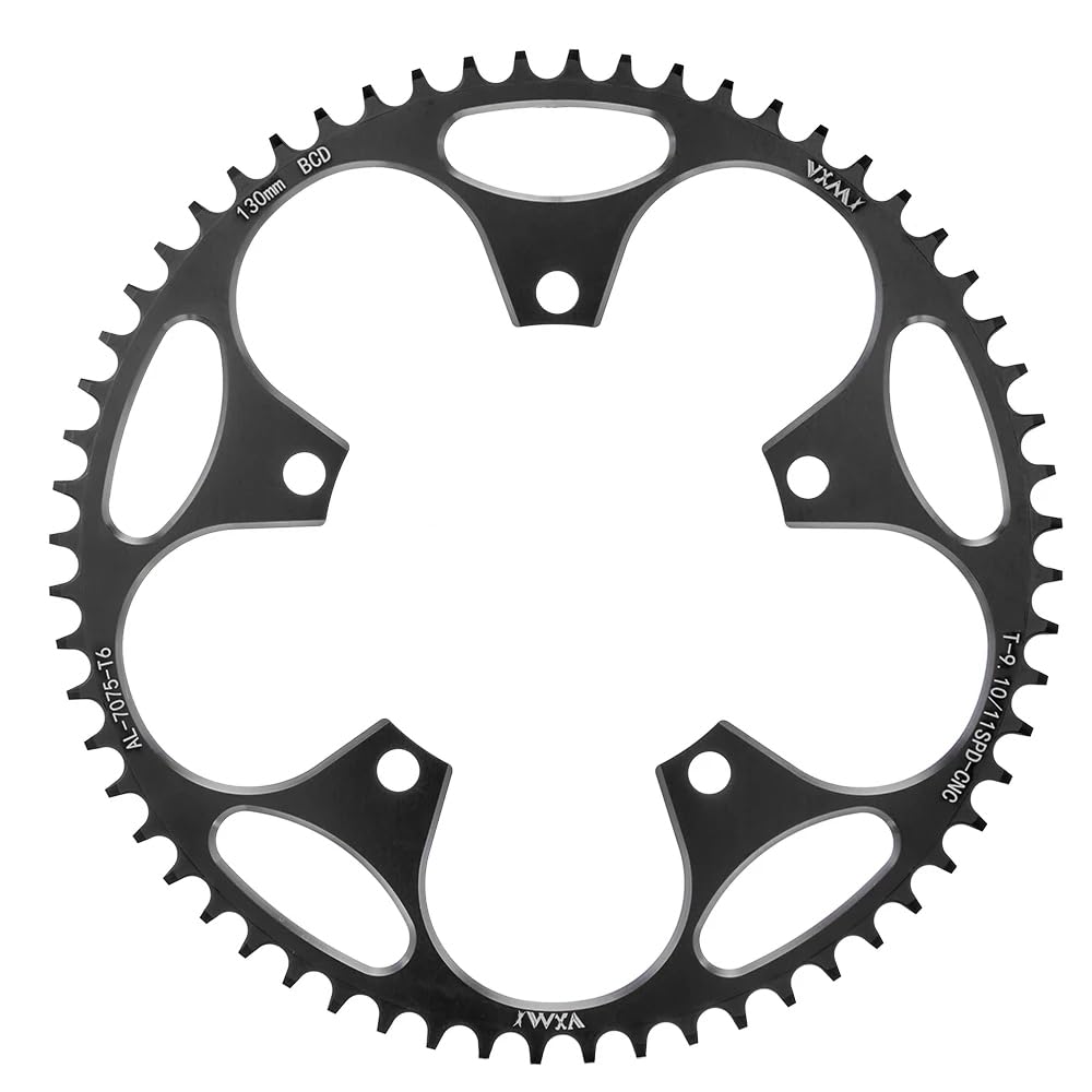 ZOCKZ 130 BCD Chainring 38T 40T 42T 44T 46T 48T 50T 52T 54T 56T 58T 60T Round Narrow Wide Single Chainwheel for 8 9 10 11 12 Speed Road Bike (Black 58T) — image 1