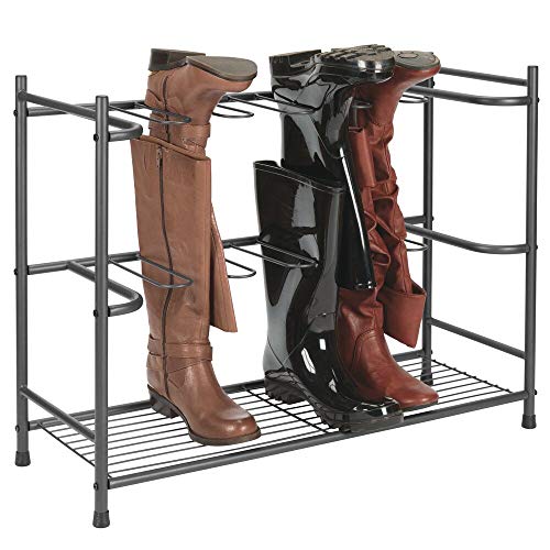 mDesign Boot Storage and Organizer Rack, Space-Saving Holder for Rain Boots, Riding Boots