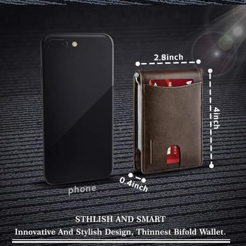 Lanuspro Wallet, Slim Bifold Wallets, Anti-Theft Wallet Men,Lanuspro Men's Wallets, Lanuspro Elegant Anti-Theft Leather Wallet for Business Men (8pcs)3