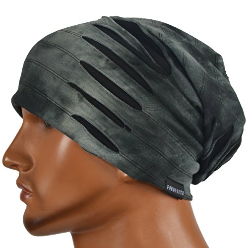 JESSE · RENA Men's Chic Striped Thin Baggy Slouch Summer Beanie Skull Cap Hat