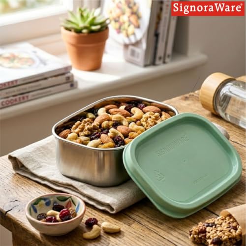 Image of Signoraware Icy Cool Stainless Steel Container (175ml, Egreen)