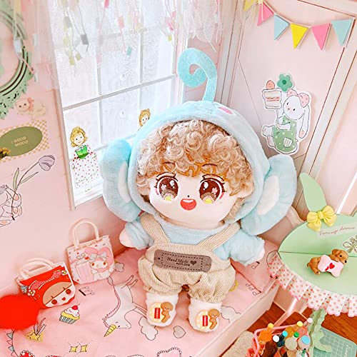 niannyyhouse Elephant Suit Dress Up Hoodie Corduroy Overalls Shoes 7.8in(20cm)Plush Doll Stuffed Figures Toys Clothes Accessories (Blue) - Image 4