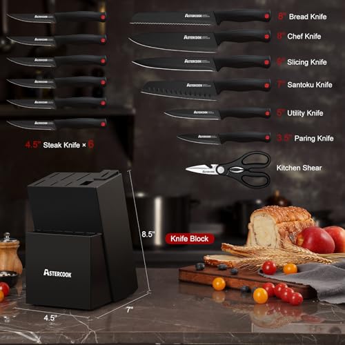 Astercook15pieceknifesetwithsharpenerblockgermanstainlesssteeldishwashersafekitchenkniveswithbuiltinsharpenerblack Urban Country Home Decor Astercook 15 piece knife set with sharpener block german stainless steel dishwasher safe kitchen knives with built in sharpener black urban country home decor