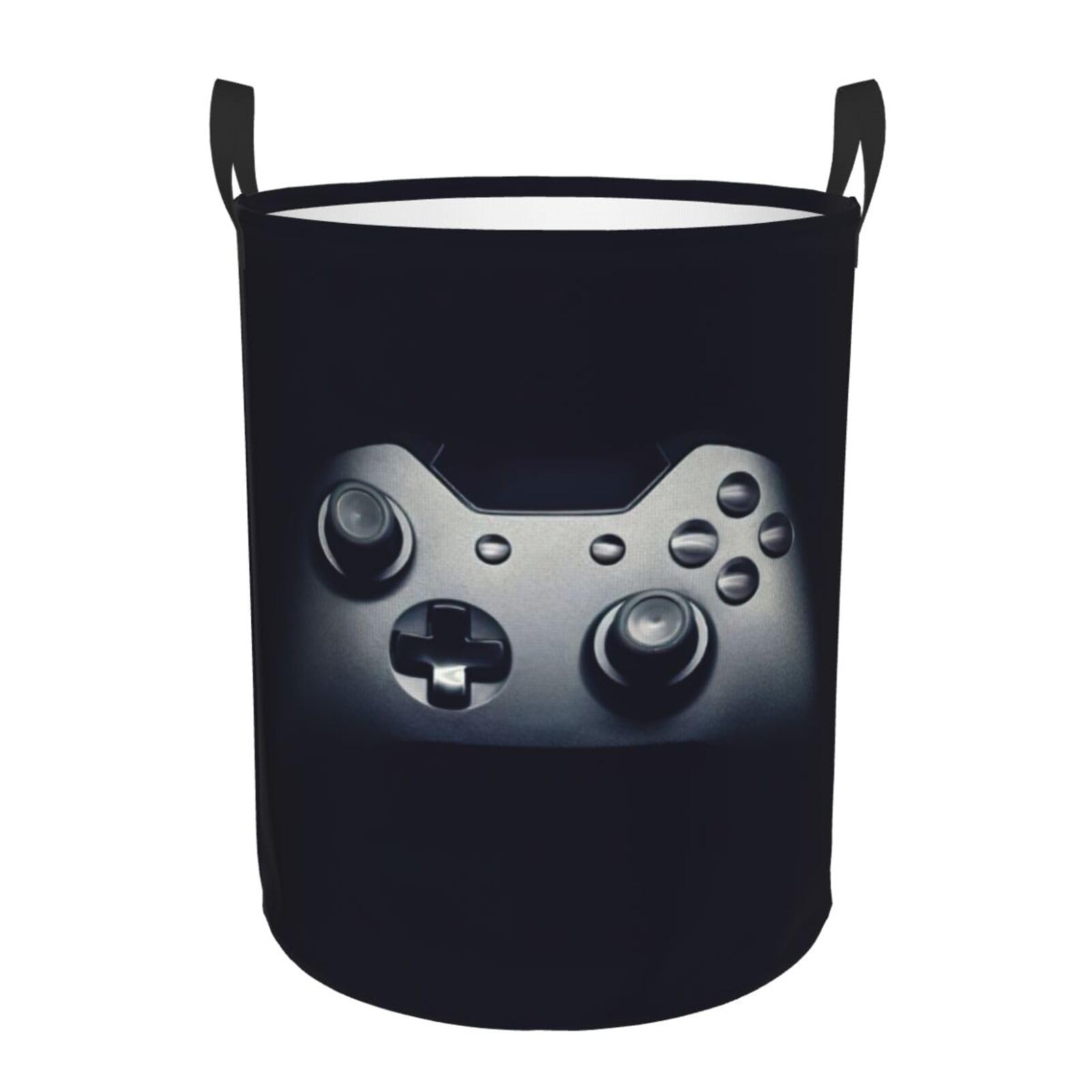 Panier à linge rond manette de jeu grand format avec poignées solides