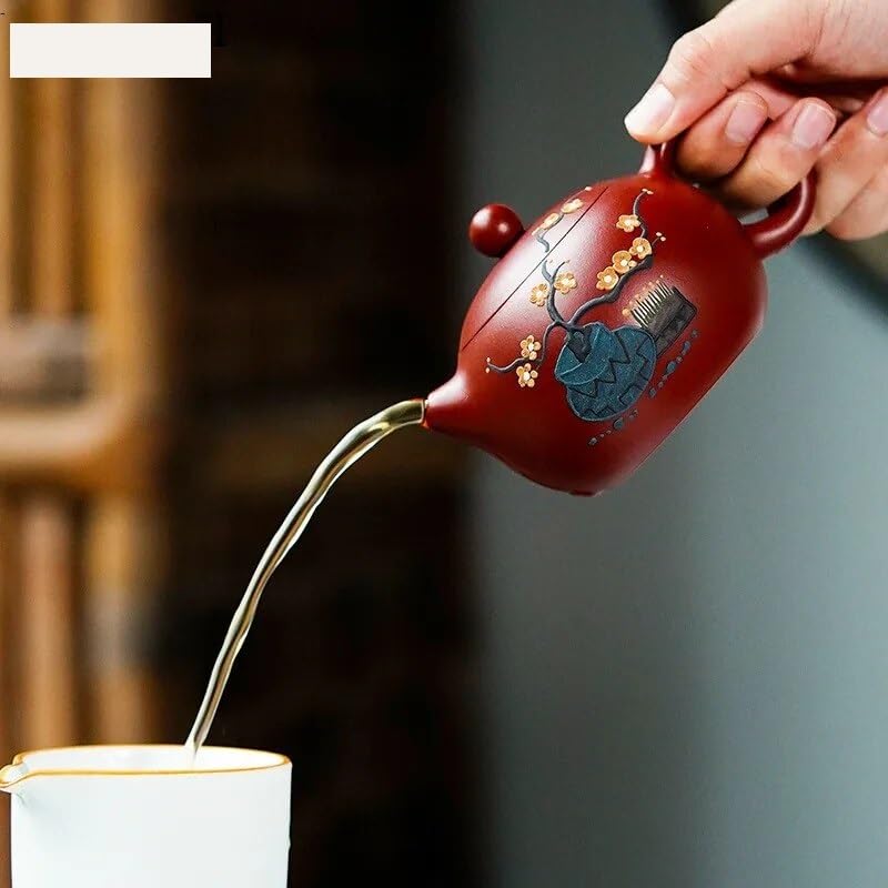 Teekessel Teekanne chinesische lila Ton-Teekanne, handgefertigte Kaffeekanne, Reise-Teekanne, Haushalts-Teezeremonie-Zubehör, Teekanne für Teesieb, 220 ml Teekanne für Herd