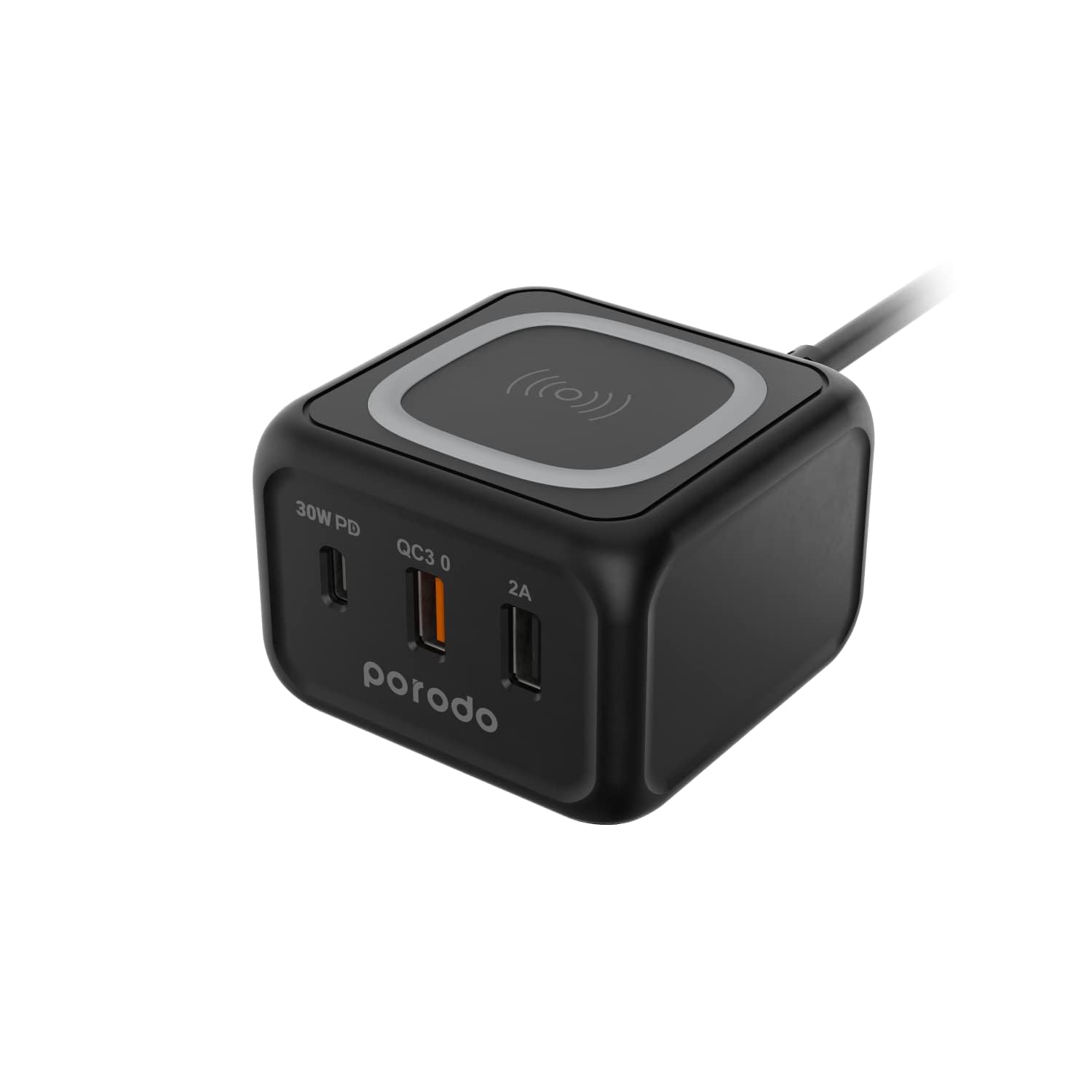 Porodo 3-Ports USB Desktop Charger Charging Station | Fast Wireless Charger 15W PD 30W UK with Multiple Protection | Smart Design Portable Mini Size Charger Hub | Travel-friendly