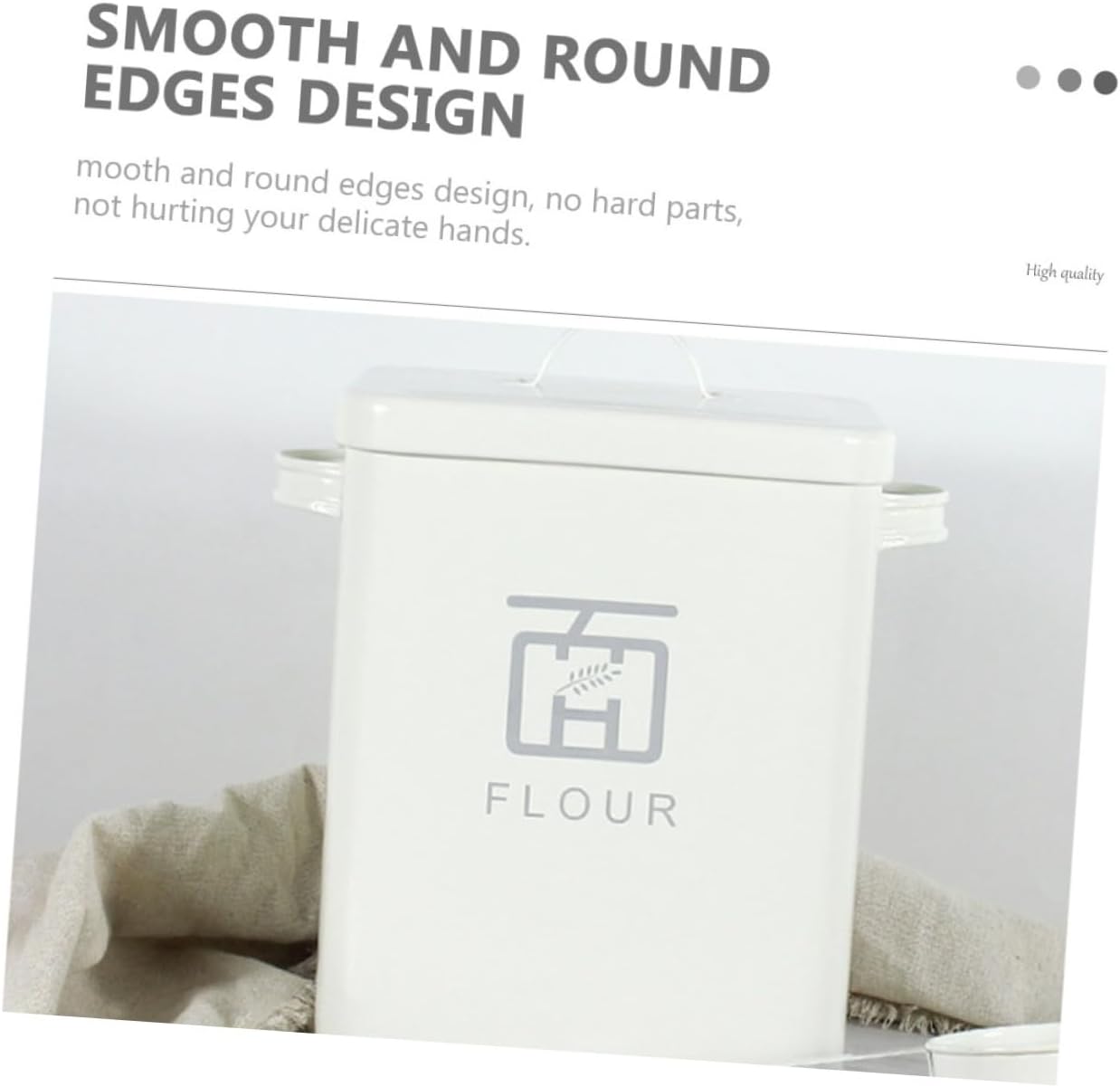 Housoutil Iron Flour Bucket and Multi-function Rice Storage Container, Airtight Moisture-proof Kitchen Grain Box with Seal Lid, Retro White, Household Food Storage for Rice and Flour